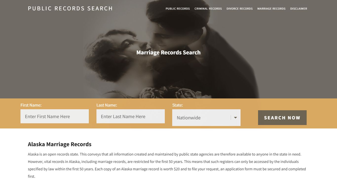 Alaska Marriage Records | Enter Name and Search|14 Days Free